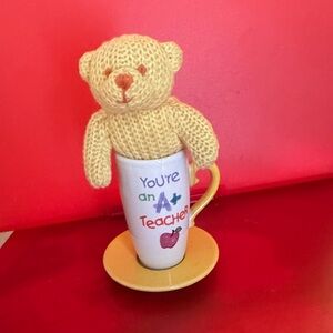 Hand-Knit Yellow Teddy Bear Plush Toy - Kids Toys